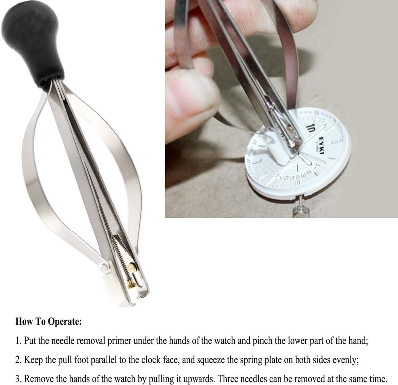 TICFROG Store Watch Hands Repair Tool Kit, Watchmakers Wristwatch Repair Tools with 3PCS Watch Hand Pressers Pusher,Removers Lever Minute Second Hand Removal, Puller Plunger Set - Image 3